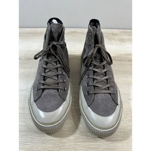 NWB Allsaints Mens 7M Dumont High Top Suede Sneakers Slate Grey